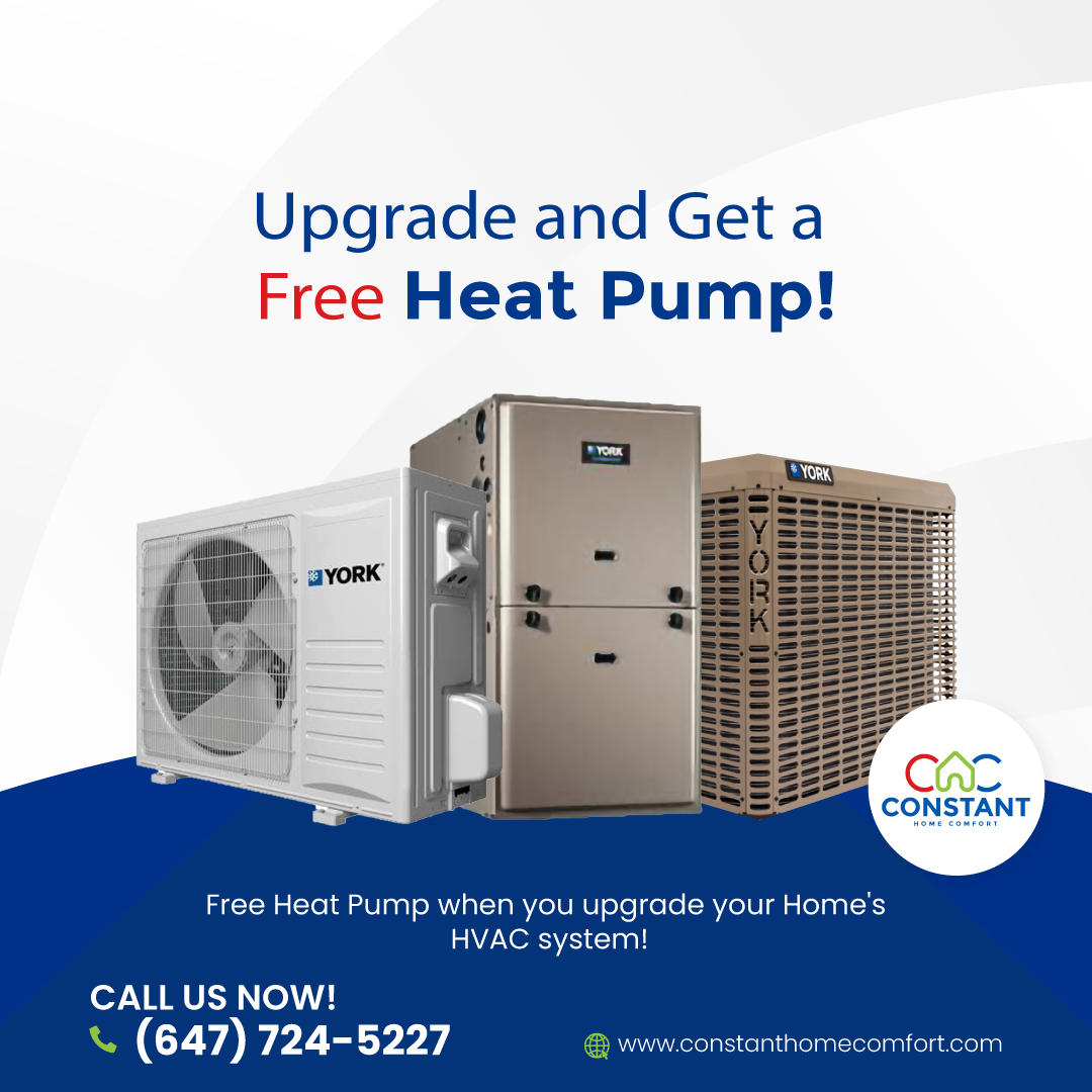 Upgrade your home's furnace and enjoy the added bonus of a FREE heat pump with our exclusive rebates. 

#ConstantHomeComfort #HVAC #HomeComfort #CanadaHVAC #TorontoHVAC #GTAHVAC #CanadianHomeowners #HVACExperts #EnergyEfficiency #ComfortSolutions #IndoorComfort #HomeImprovement