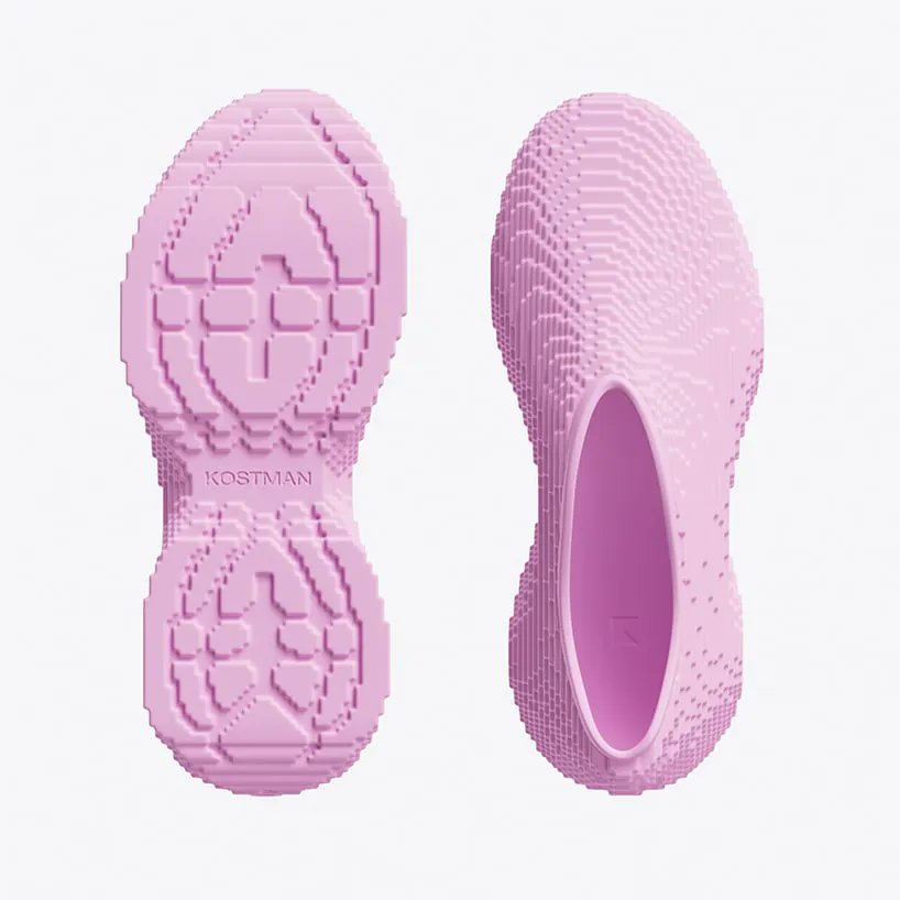 designboom's tweet photo. andrew kostman’s ultra-lightweight, pixelated sneakers capture the nostalgia of the 90s https://t.co/WIewh1CyLa https://t.co/FVdLnpMVF0