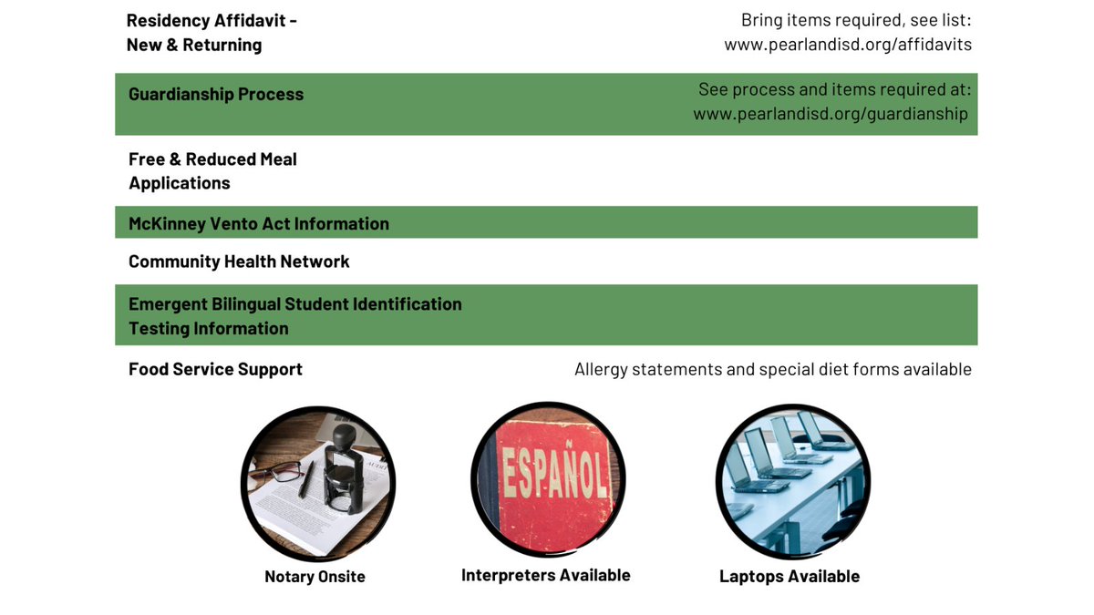 PearlandISD's tweet photo. 📢Join us Wed., Jul. 26, 4 - 8 p.m. at Pearland ISD's Enrollment Support Night!

📢¡Acompáñenos en la Noche de apoyo para inscripciones del Distrito Escolar de Pearland y obtenga la ayuda que necesita para hacer el proceso de inscripción más fácil! https://t.co/LIO3XX5uVW