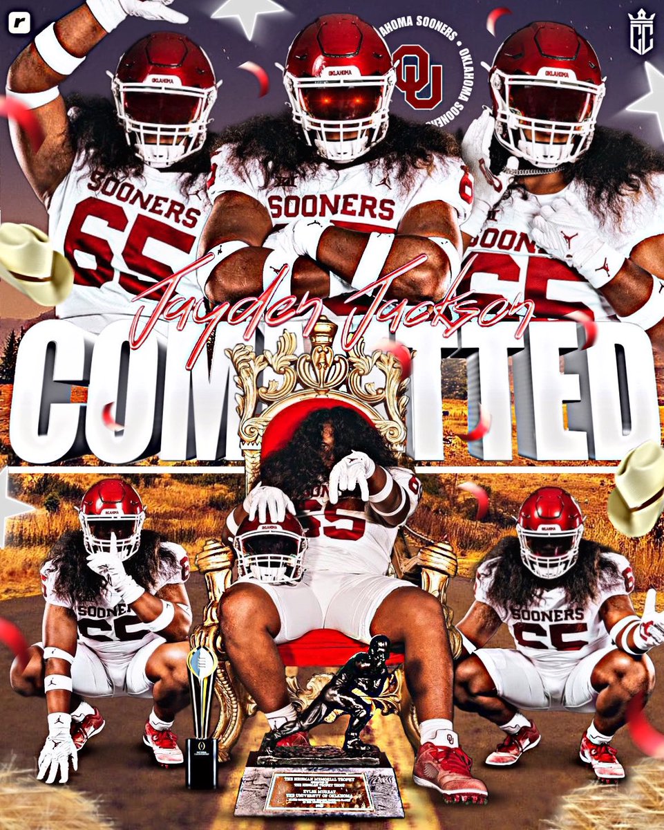 commitcoverage's tweet image. 4⭐️ DL Jayden Jackson has committed to Oklahoma! 

Jackson is a 6’2 300p DL from Indianapolis, IN.  Jackson ultimately chooses Oklahoma over Miami, Florida, Ohio State, and Texas. He is in the class of 2024. 

Big time get for Brent Venables and staff. ✔️