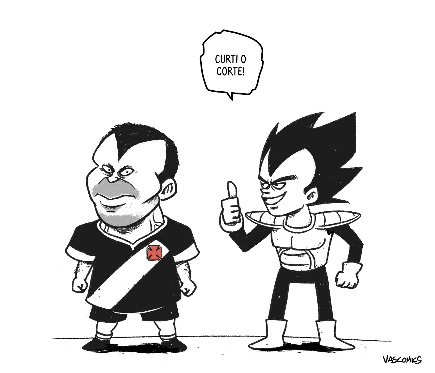 Artista ilustra desenho de Gary Medel ao lado de Vegeta; imagem