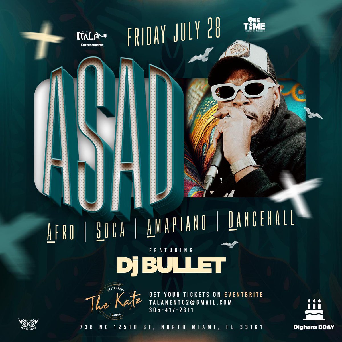 ASAD Miami  welcome DJ Bullet, the phenomenal open format DJ straight from Haiti. From soca to dancehall, Afro beats to amapiano, he'll transport you to the heart of the Caribbean with his unmatched talent and infectious beats. #ourenmensa #talanent #miamievent #djbullet