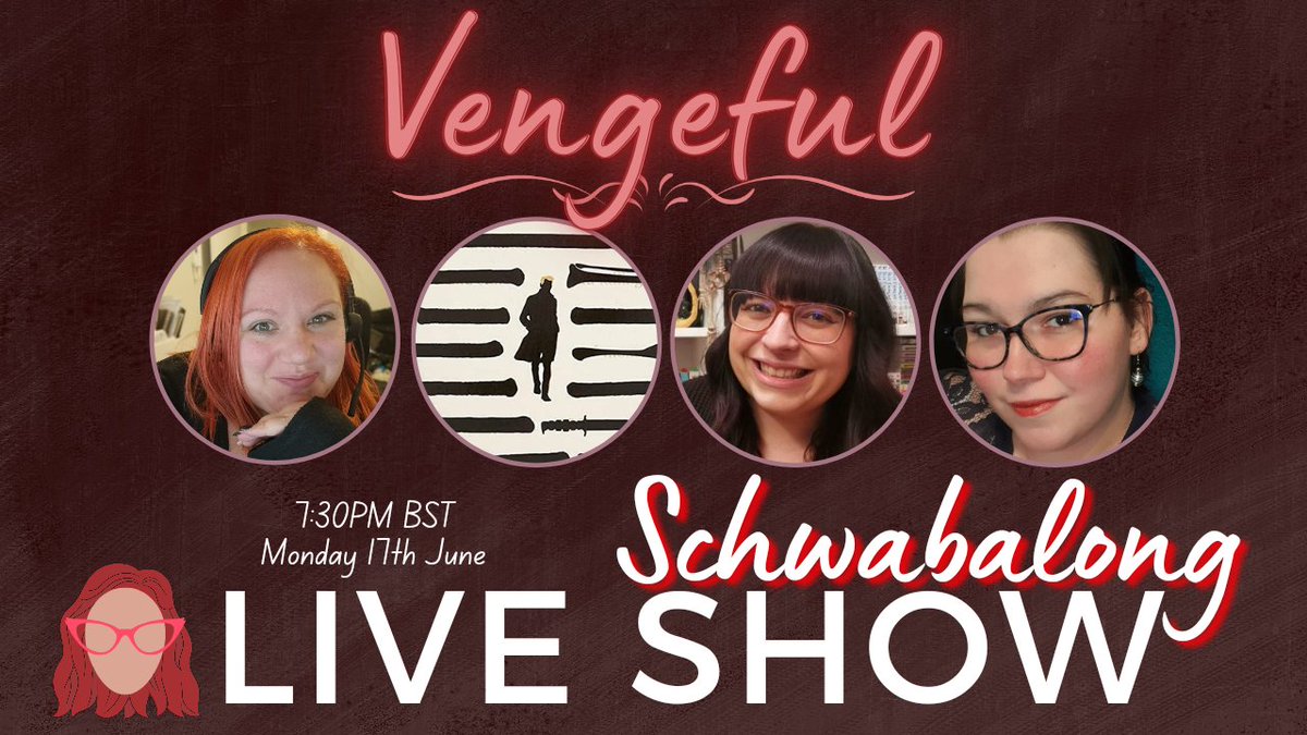 schwabalong's tweet photo. We will be live on @lisadoeslife_ channel Monday at 730pm to discuss Vengeful https://t.co/n0rzA3iZ7R