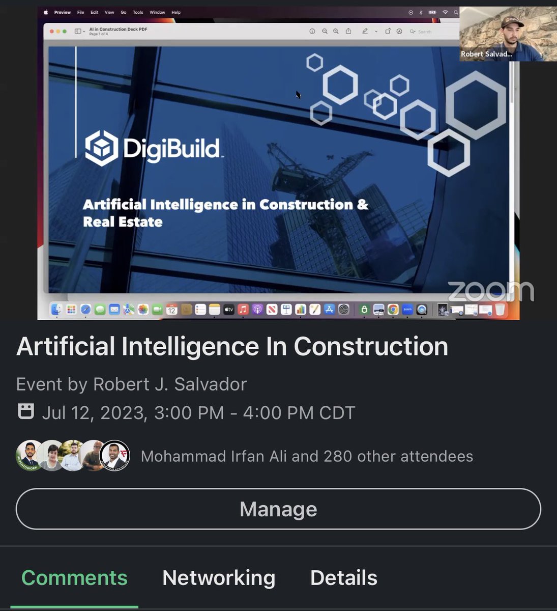 Wow our webinar was the most attended AI in construction event on LinkedIn so far this year! Nearly 300 PMs, executives, innovation leaders & construction industry builders signed up.🤯 When Twitter business @elonmusk? we’ll bring it here. @DigiBuildInc