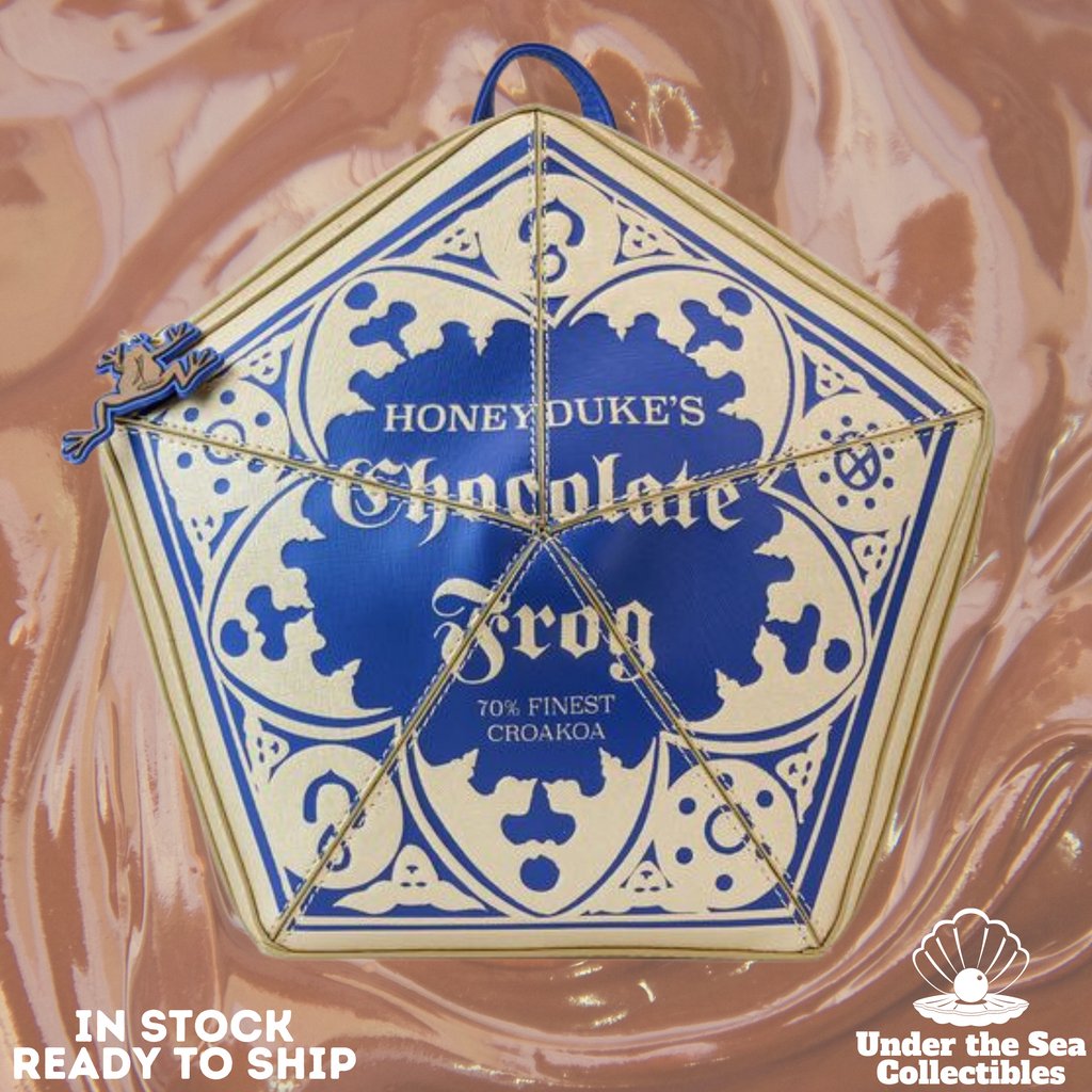 undertheseaco's tweet photo. We could use a chocolate right now! Harry Potter Honeydukes Chocolate Frog Loungefly Mini Backpack available in stock and ready to ship at Under the Sea Collectibles https://t.co/XjdqYYlneR