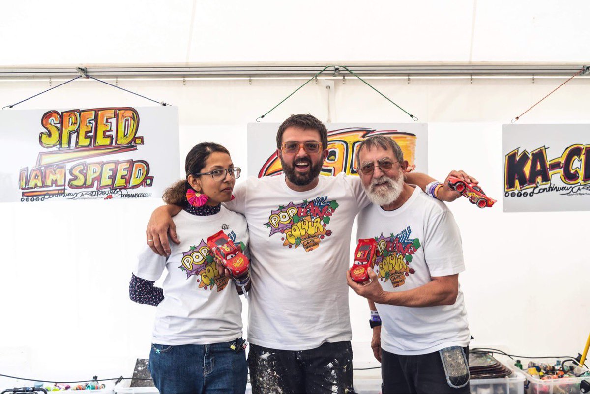 Popbangcolour's tweet image. What.a.day! @fosgoodwood day 1 you have been an amazing, LOVING painting the Cars characters, with radio controlled cars, tyres &amp;amp; wheels. 🚗🎨⚡️

It would not be possible without the team, Watcha think to the #KaChow &amp;amp; #IamSpeed tees? 

📸: @NWVT