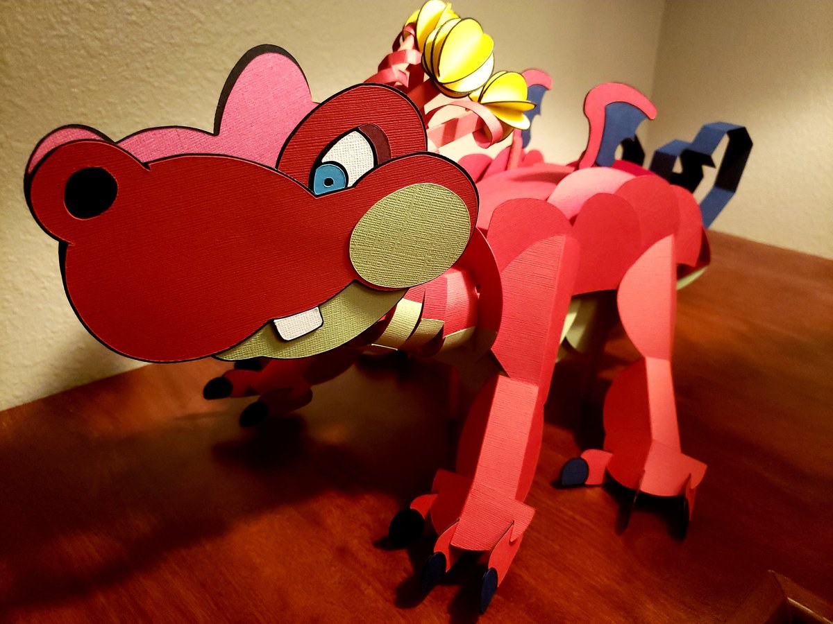 JoPro_64's tweet photo. So excited to share my latest creation! A 3D paper model of Hooktail from #PaperMario

She measures 20 inches long and 10 inches tall. She will be cherished in my game room next to the Mario house 😊

.
.
.
.
#mario #nintendo #ttyd #remasterttyd https://t.co/0kLS8O1dcb
