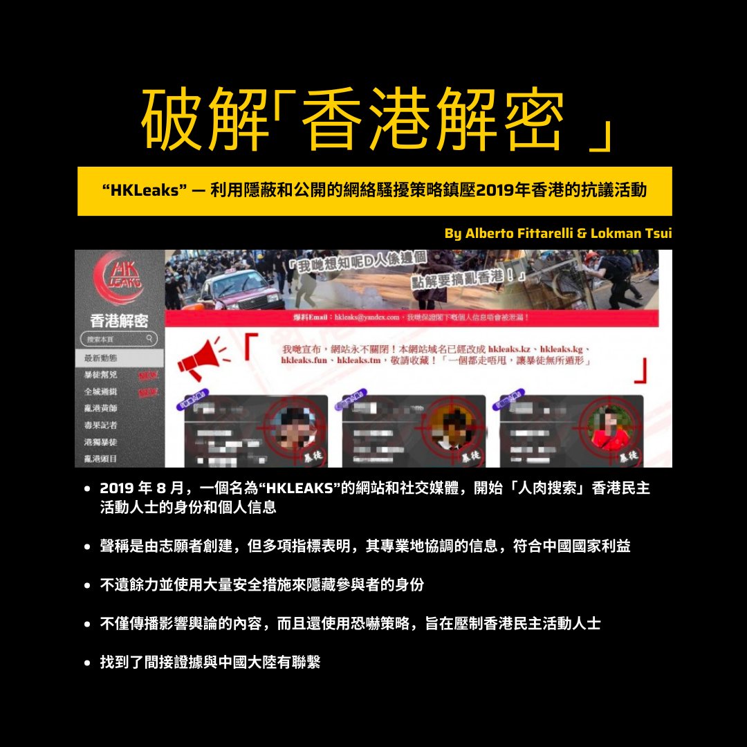 Netherlands for Hong Kong on Twitter: "“HKLeaks” — 利用隱蔽和公開的網絡騷擾策略鎮壓2019年香港的抗議活動 “HKLeaks” – The