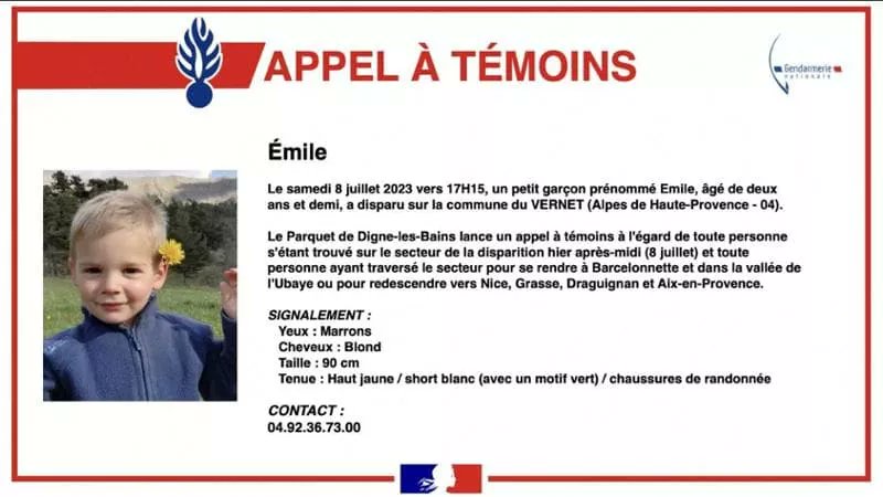 🔴#Francia, la scomparsa del piccolo #Emile, 2 anni
Seconda fase indagini con analisi dei dati

Nella frazione di #Vernet #AlpesDeHauteProvence perquisite le 30 case, interrogati i 25 abitanti, ispezionati tutti i mezzi e rastrellati “a fondo” 97 ettari 

#13luglio #HauteProvence