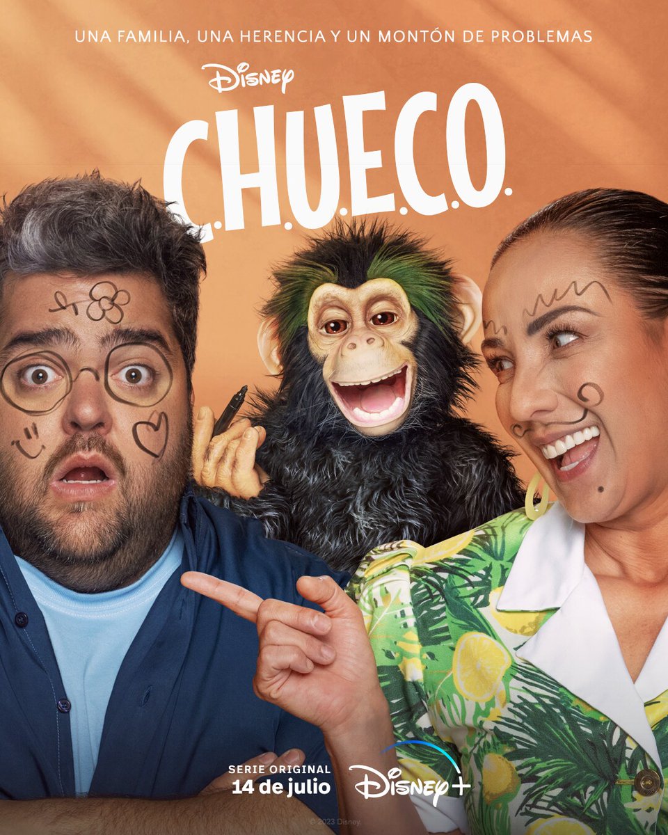 CorporatN's tweet photo. ¡@disneyplus presenta uno de los estrenos más esperados del año! Chueco, la serie que presenta a una familia que debe convivir con un chimpancé que habla, llega el 14 de julio al servicio de streaming. Entérese de quién es #Chueco  aquí ➡️https://t.co/WFaYHIacTq https://t.co/BmcvhhwkfX