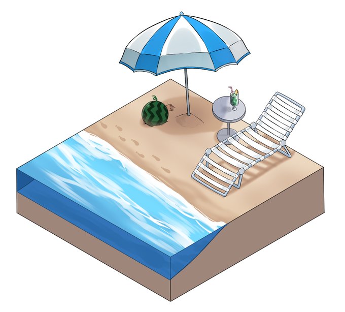 「beach chair umbrella」 illustration images(Latest)