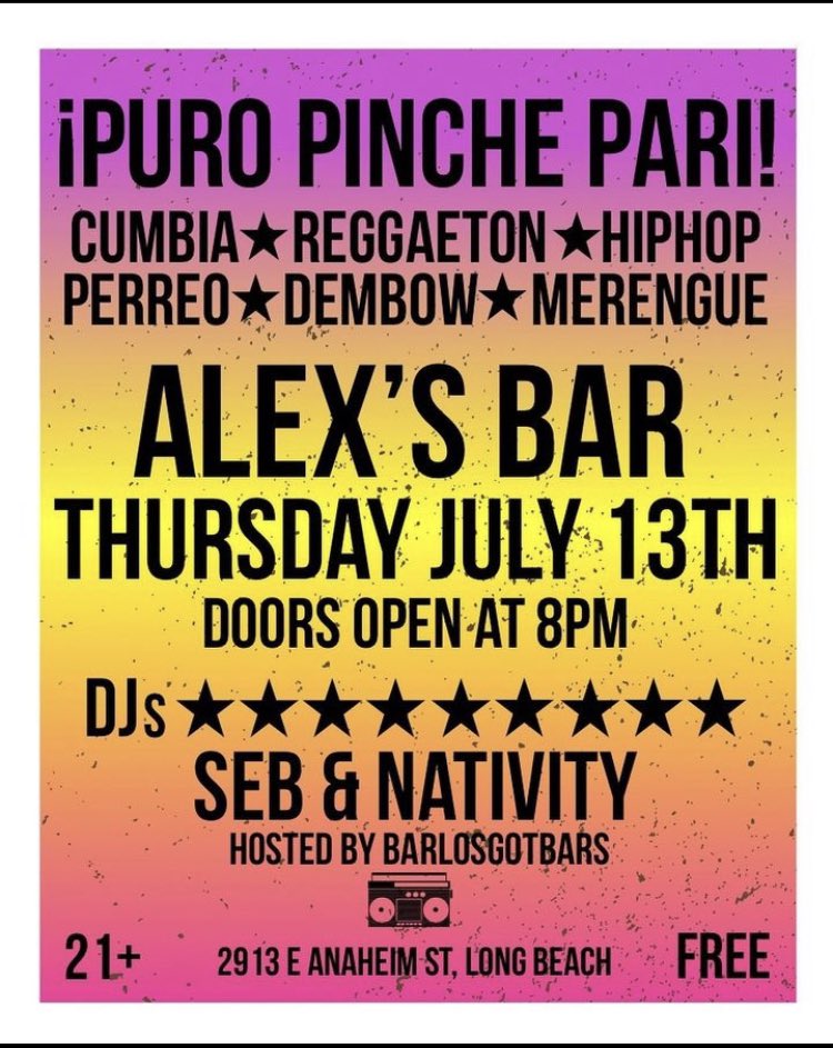 Tonight!!! City Of Long Beach Where You At!!! <a href="/alexsbar/">Alex's Bar LBC</a> <a href="/nativitymusic/">Nativity</a> #soulchildseb Pull Up &amp; Let’s Get It Crackin #free99 #lbc #puropinchepari