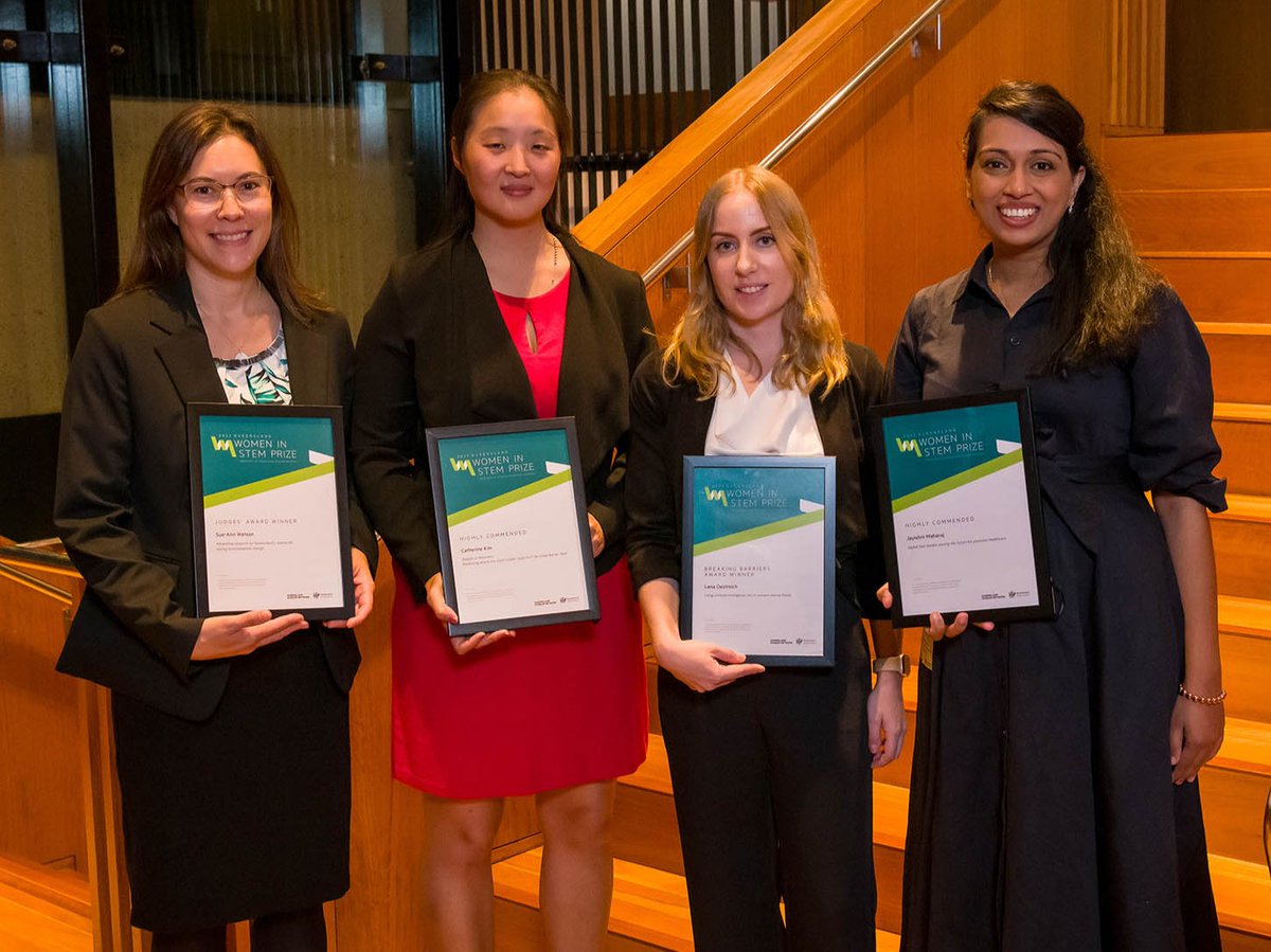 Congratulations to the four outstanding 2023 QLD #WomenInSTEM Prize recipients!
We applaud these exceptional female leaders & thank them for inspiring more young women to pursue STEM careers 👏  qwisp.qm.qld.gov.au/Entries
Presented by #QMNetwork & supported by @QldGov @qldscience