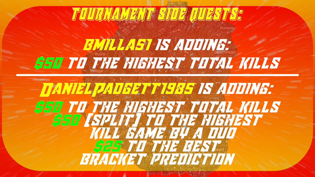 sithwafflefries's tweet photo. More prizes on the line. 

#caldera #tournament #2v2killrace https://t.co/pv29JRsGTv