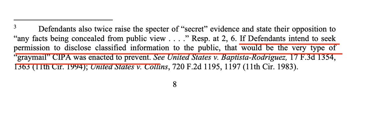 PiperK's tweet photo. Jack Smith accuses Trump of possible "graymail," which is "the threatened revelation of state secrets in order to manipulate legal proceedings." https://t.co/1igghWLver