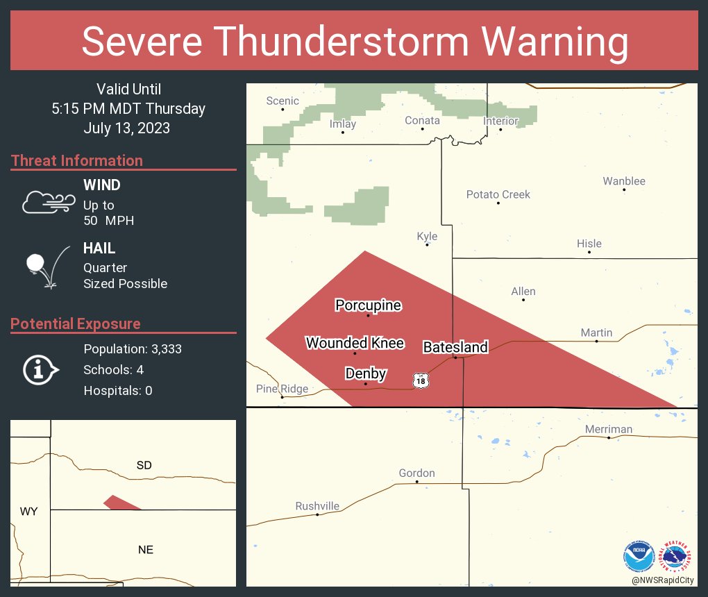 NWS Rapid City on Twitter "Severe Thunderstorm Warning including