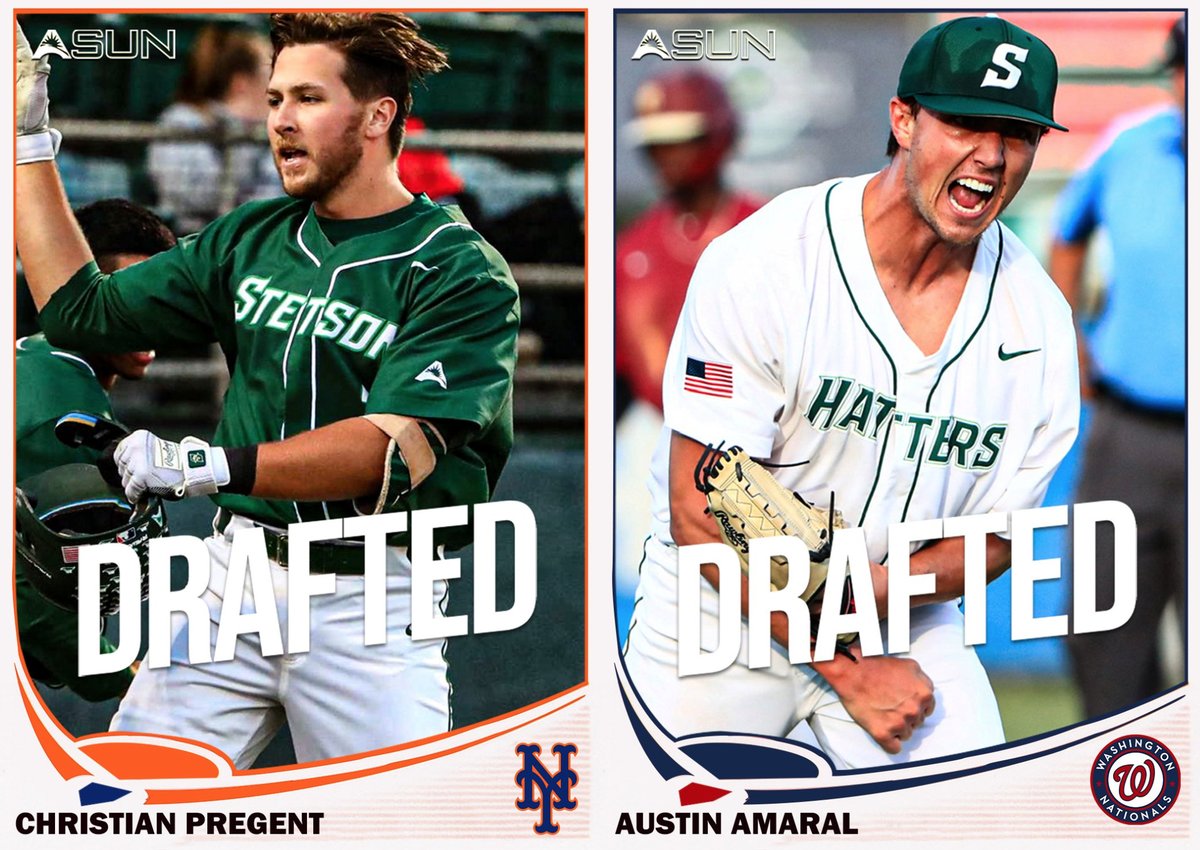 StetsonBaseball's tweet photo. Stetson Baseball Stars Pregent and Amaral Drafted into MLB Spotlight 🌟🎩

#GoHatters 

Story: https://t.co/YbmFYsSp0i https://t.co/vr1WrdjeZU