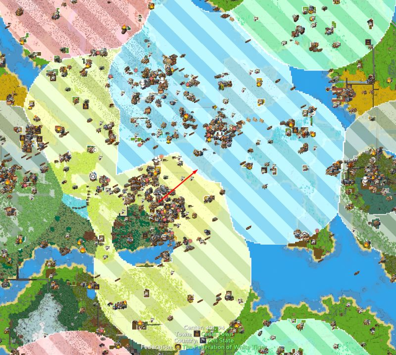 Playtest running on Eco 10 right now, this is competing countries run by dozens of people each, which are themselves composed of towns runs by players separately. Really interesting to see the nation dynamics play out.