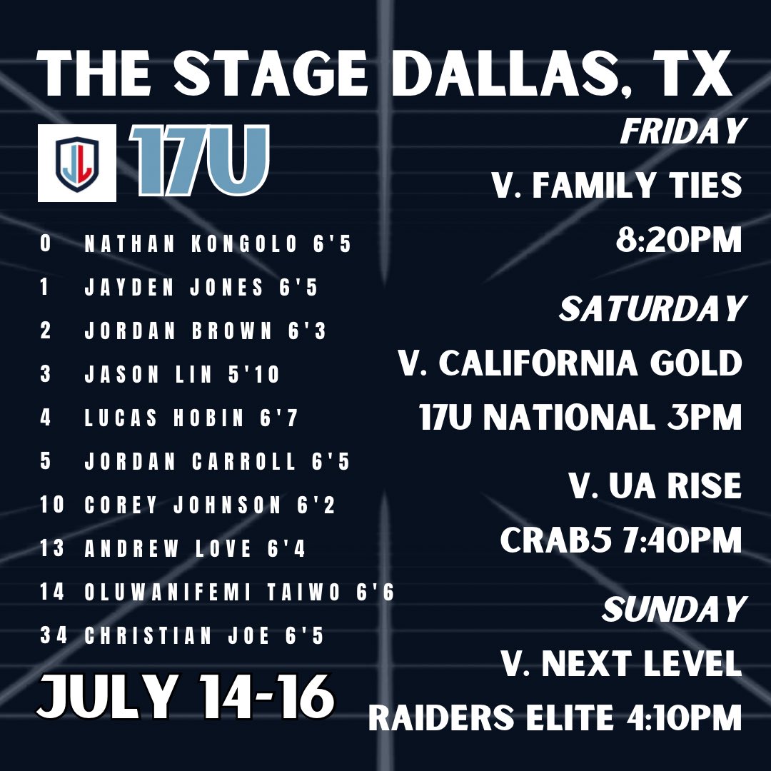 AthleticsJoe's tweet photo. JLA 16s and 17s headed to The Stage presented by @TheTB5Reports. Dallas TX July 14-16. Good luck to our guys. Make us proud. All games played at the SWAC. #livelikejoe #SummerSzn #finishstrong https://t.co/xeIE85ymsX