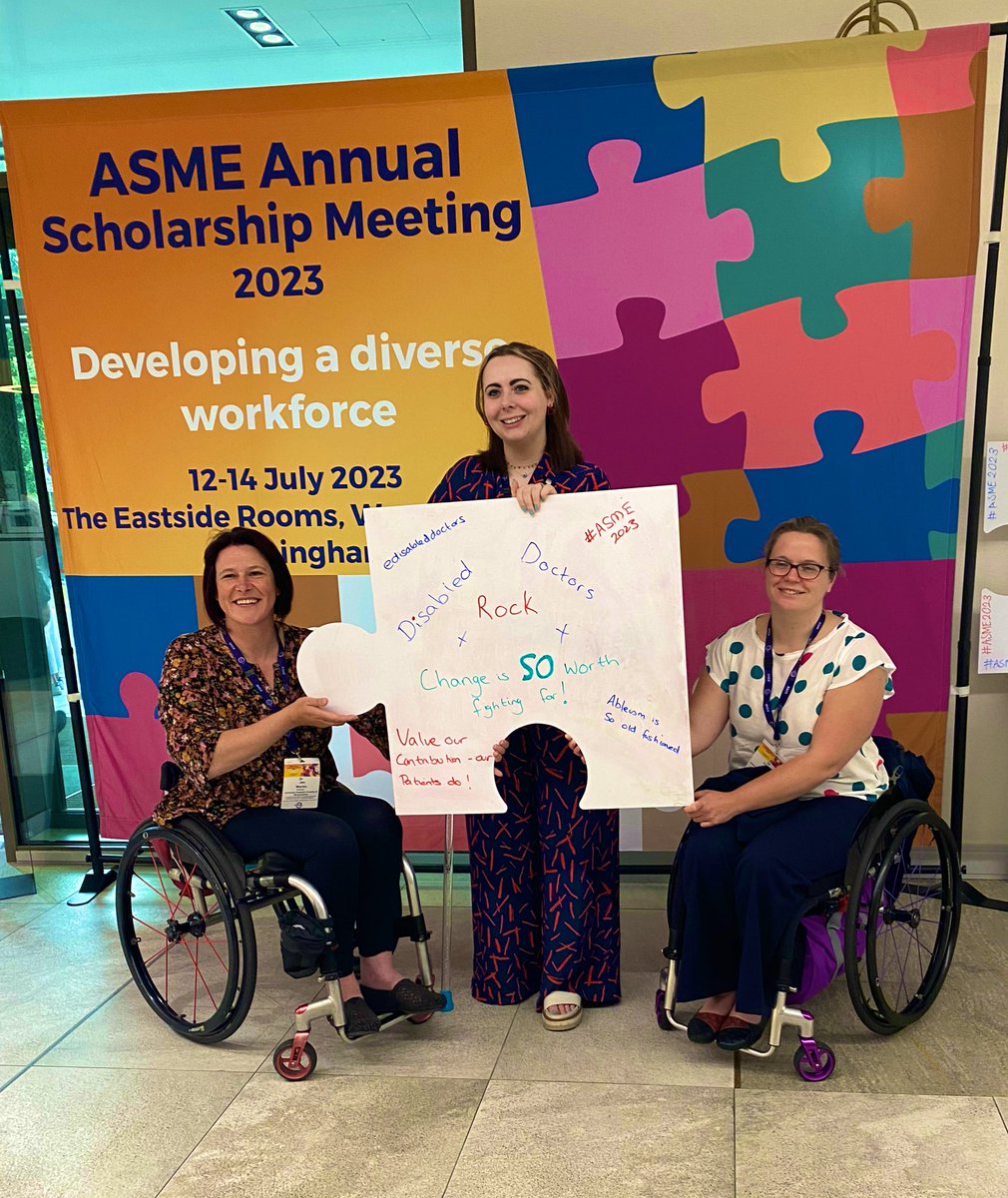 Fab day at #ASME2023 flying the flag for @disableddoctors with Dr Caroline Bonner. Lovely to hear some powerful voices driving change and challenging ableism in Medicine