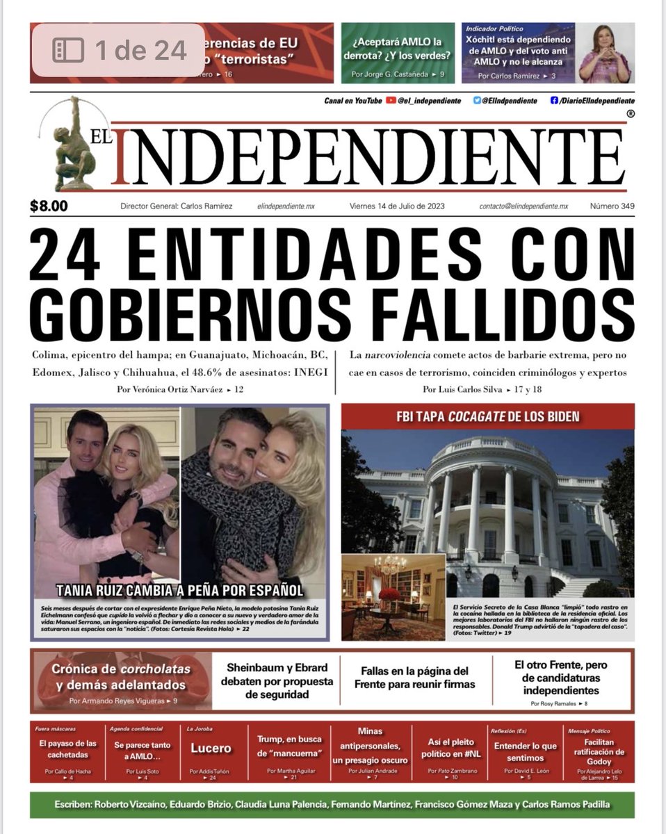 Portada ⁦<a href="/ElIndpendiente/">El Independiente</a>⁩ ⁦<a href="/carlosramirezh/">Carlos Ramírez</a>⁩