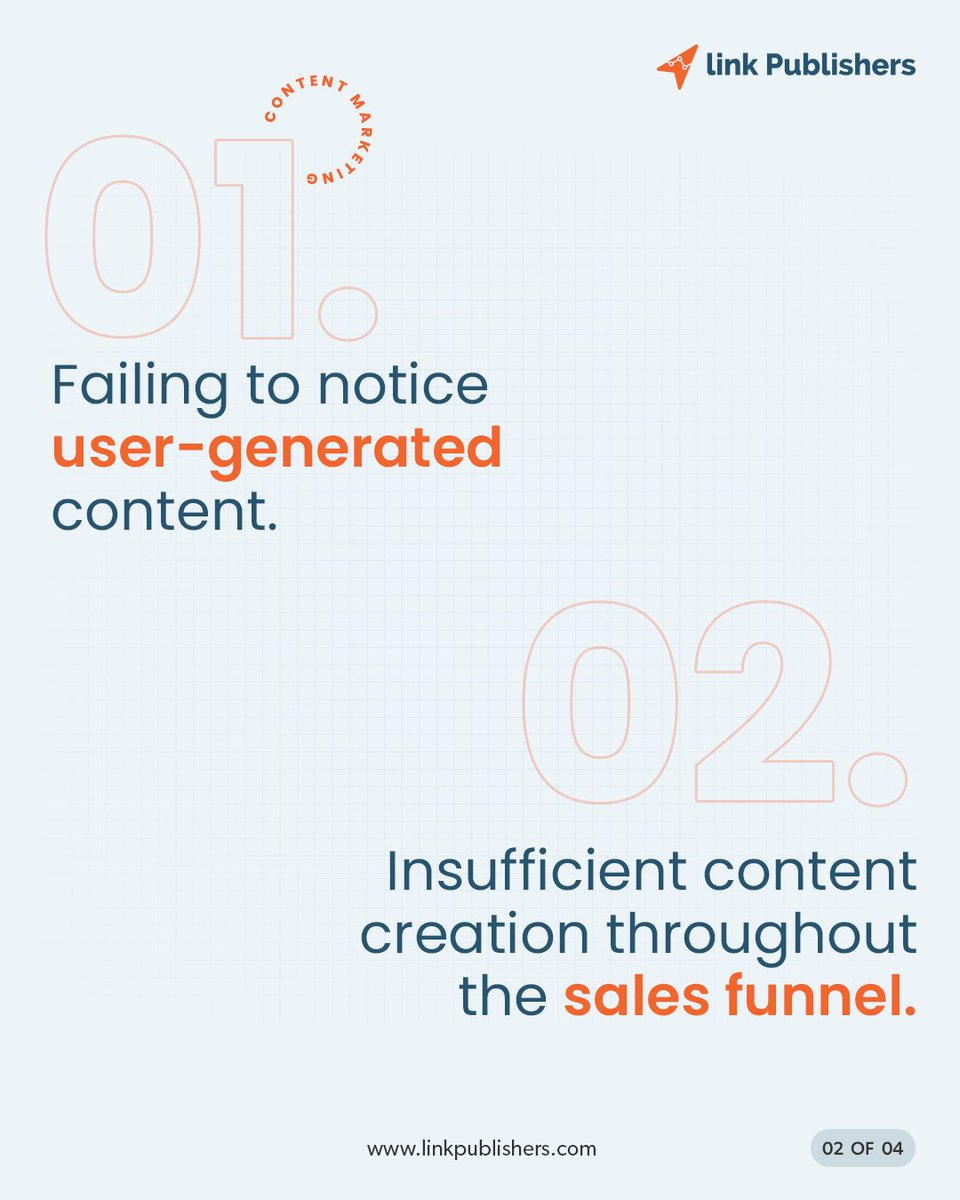 Link_Publishers's tweet photo. In this post, we're going to highlight some of the mistakes that you should avoid to make your content marketing activity a success.
#marketingblunders #marketingmistakes #mistakestoavoid #usergeneratedcontent #content #contentcreation #contentapproval #contentmarketing https://t.co/dlTwCF98Ib