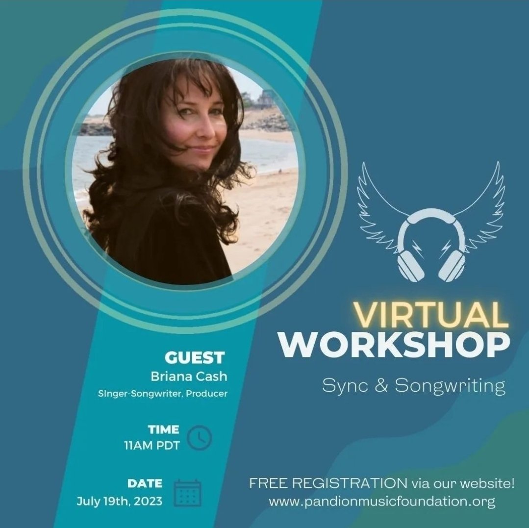 BrianaCashMusic's tweet photo. Excited for this #workshop on July 19, 2023✨🎶 @pandionmusicfdn Visit https://t.co/OZ7D9AGc9W to sign up! This is a free online event we'd love to see you there!
#music #sync #songwriting #musicindustry #virtualworkshop #educational #educationalworkshop #pandionmusicfoundation https://t.co/YHYmPXdoHa