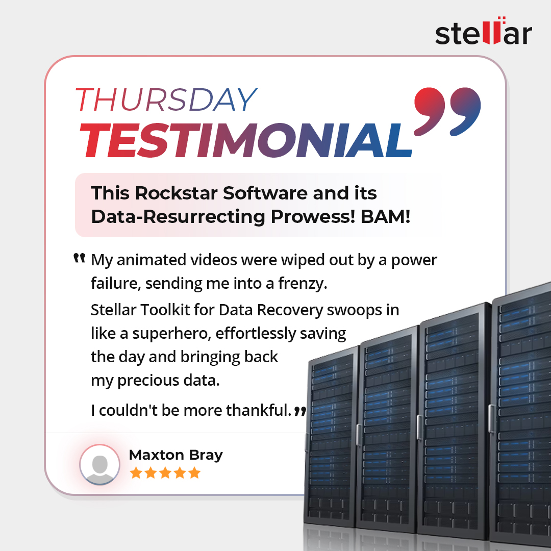 stellarinfo's tweet image. Maxton Bray experienced a heart-stopping moment when a power failure erased his animated videos. But just when all hope seemed lost, an unlikely hero emerged in the form of Stellar Toolkit for #DataRecovery. #DataRescue #Stellardatarecovery #askstellar 💾