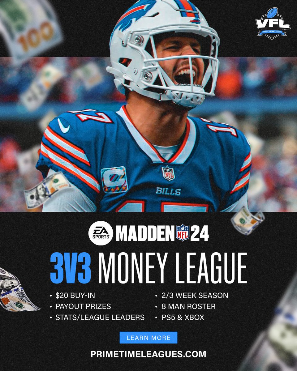 primetime_vfl's tweet photo. Come join our fast growing competitive 3v3 madden league. #Madden24 #Madden24BetaCodes #MaddenNFL23 https://t.co/AirbyFLqYQ