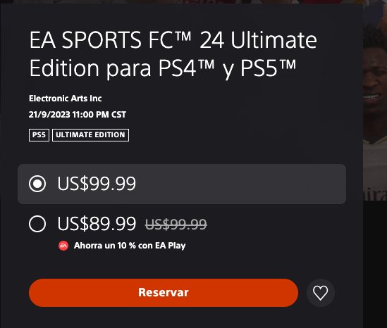 BrianFras1's tweet photo. Muchísima atención para la gente de #PS5, habrá un 10% de descuento para su compra de EASPORTSFC 24. 

Por nada. 🫡 https://t.co/aPGQmNnf5q