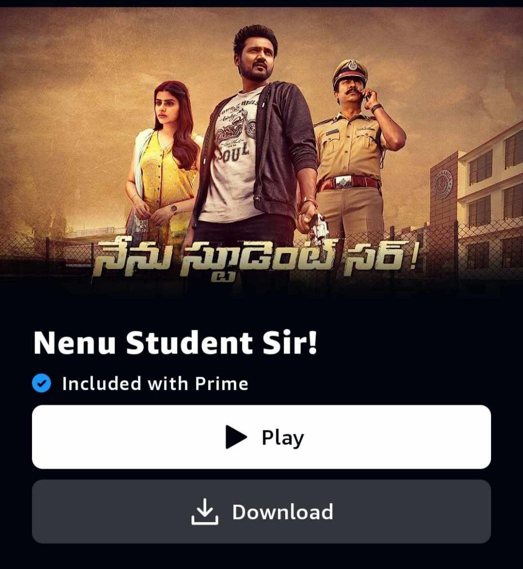 #TMSRUpdates #DigitalUpdates

#NenuStudentSir! Now Streaming on @ahavideoIN & @PrimeVideoIN 🔥

#GaneshBellamkonda @avantikadassani #RakhiUppalapati @SagarMahati @NaandhiSATISH @SV2Ent @adityamusic