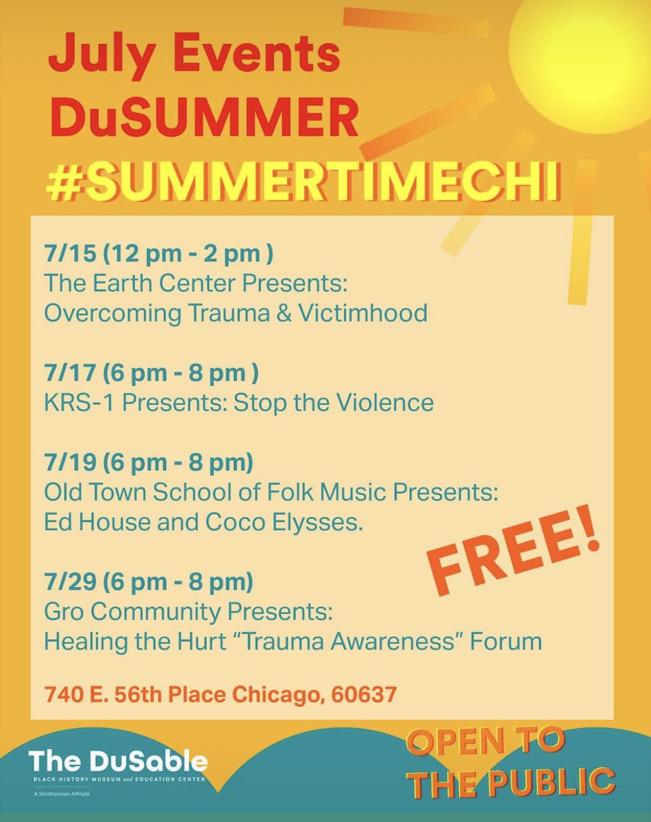 DuSableMuseum's tweet photo. July #DuSummer events! https://t.co/1OrJBSEcio