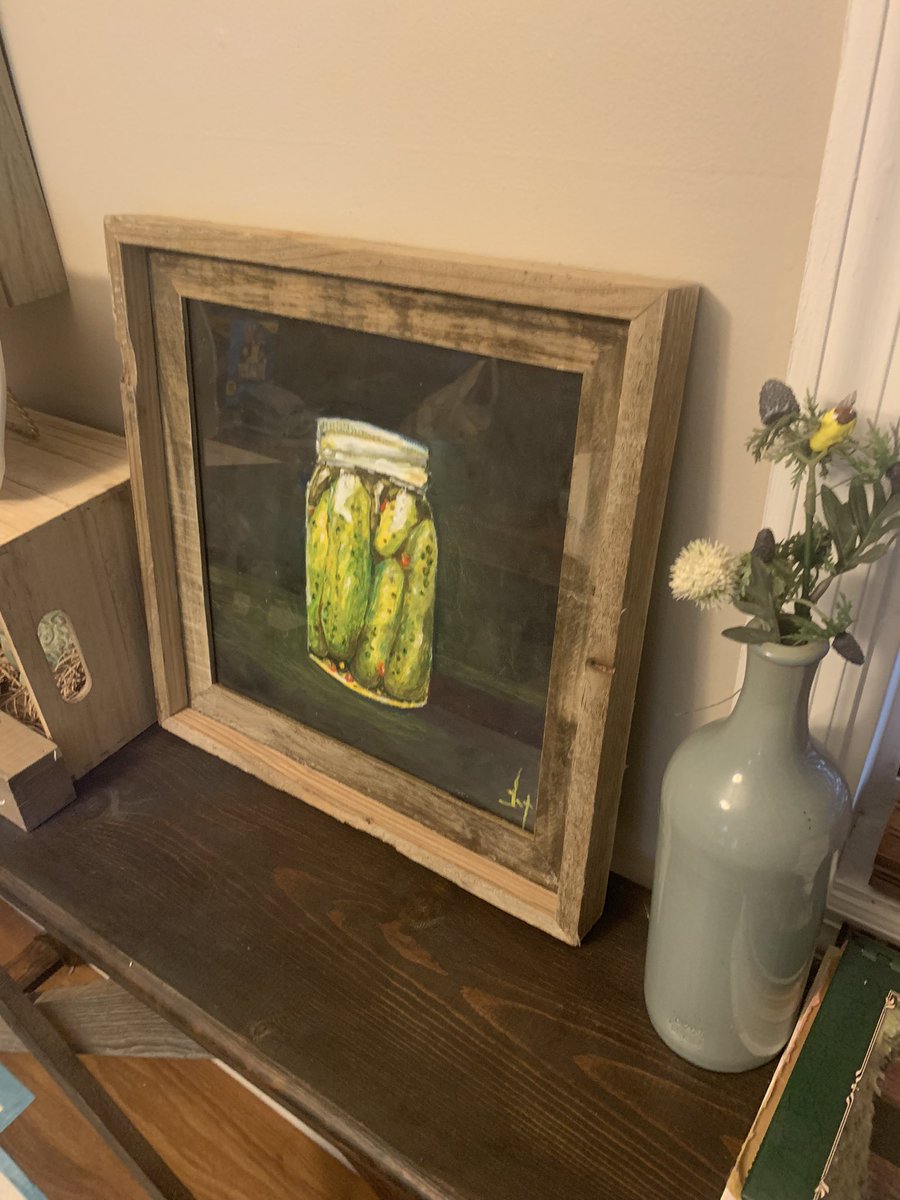 Vixzilla's tweet photo. Pickles #oilpastelpianting  #homedecor #Foodie #art https://t.co/OAKD1fKIbW
