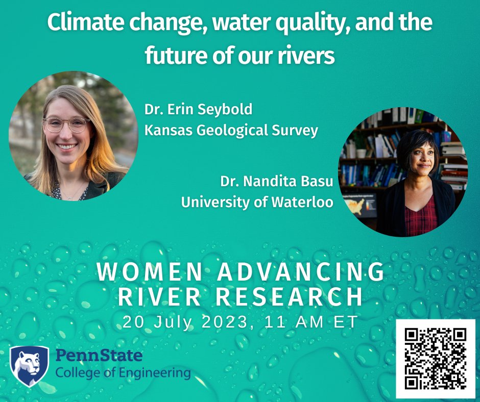 Upcoming #WARR talks! 

How do land, rivers, people, &amp; climate interconnect? What can we do to improve the future of our waters? 

Join Drs. <a href="/ecseybold/">Erin C. Seybold</a> <a href="/nanditabasu2/">Nandita Basu</a> for discussions on #water #quality #management #solutions

WARR talks: cee.psu.edu/events/women-a…