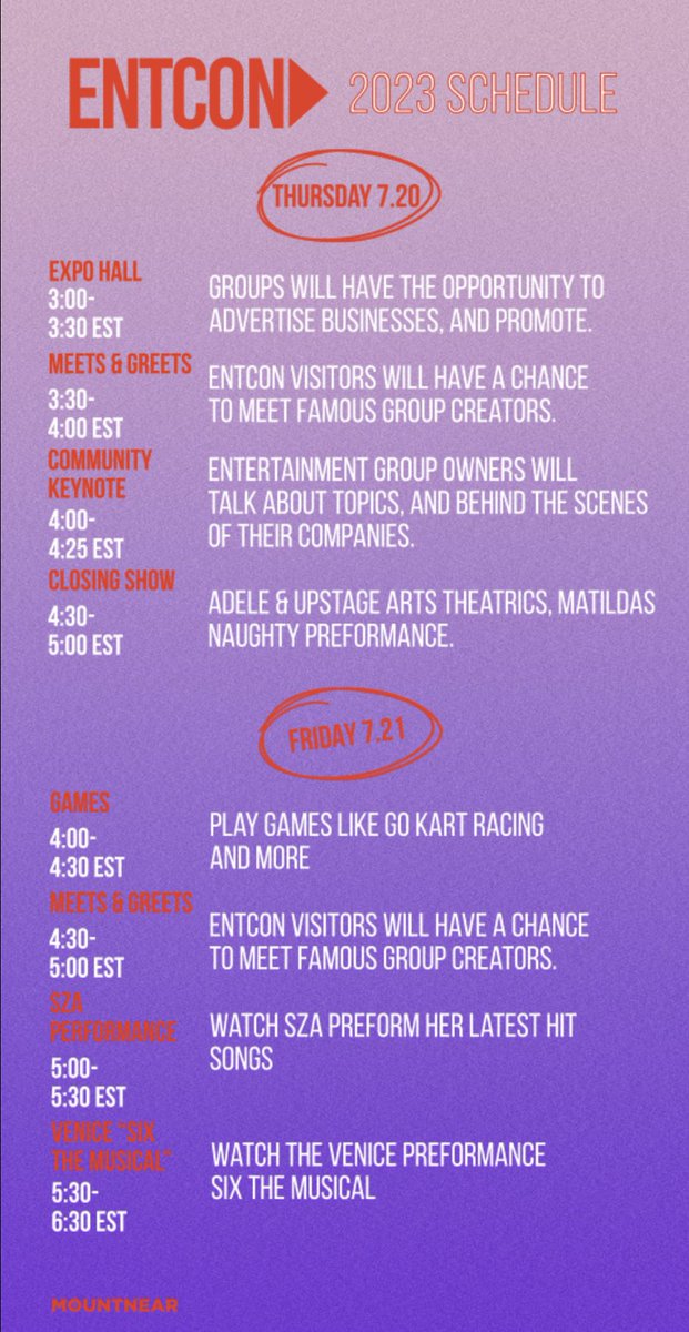EntCon_RBLX's tweet photo. EntCon’s official schedule!
#Entcon23 #RobloxDev #Roblox https://t.co/vrmx5ERbfX