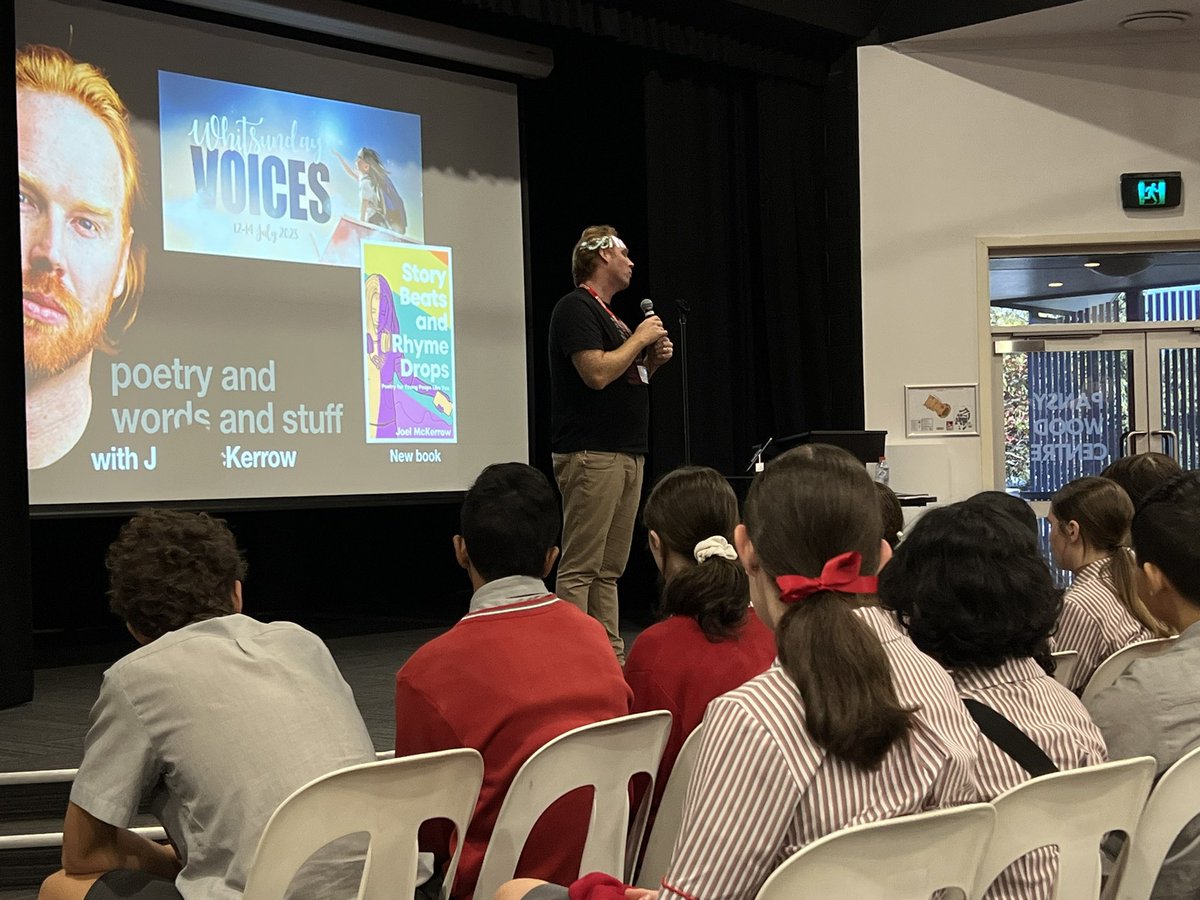 wt_stewart's tweet image. @joelmckerrow performing at the Whitsunday  Voices - Poetry Words and Stuff - @WhitsundayVoice #WAS2023