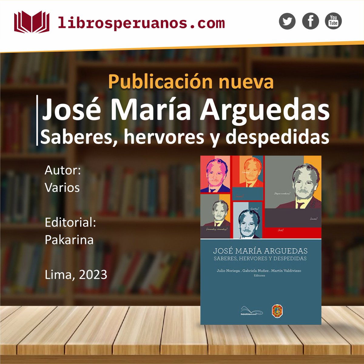 #LibrosPeruanos 📖 

El libro “José María Arguedas. Saberes, hervores y despedidas”, recopila una serie de textos que analizan con minuciosidad la vigencia moderna y actual de las propuestas arguedianas en la creación del Perú que imaginó. 

Míralo aquí: acortar.link/ommjnv