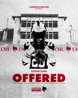 Austin Cline (@austincline1323) on Twitter photo After a great visit and conversation with <a href="/CoachRyanLarsen/">Ryan Larsen</a> and <a href="/CoachAndyHelms/">Andy Helms</a> I’m very excited and blessed to receive an offer from Carnegie Mellon University! <a href="/BeaverFB_JUICE/">Beaver Local Footbal</a> <a href="/AIR_IT_OUT_13/">JIM BALLARD</a> <a href="/coachmckenzie1/">michael mckenzie</a> <a href="/coachjoshludwig/">Joshua Ludwig</a> After a great visit and conversation with <a href="/CoachRyanLarsen/">Ryan Larsen</a> and <a href="/CoachAndyHelms/">Andy Helms</a> I’m very excited and blessed to receive an offer from Carnegie Mellon University! <a href="/BeaverFB_JUICE/">Beaver Local Footbal</a> <a href="/AIR_IT_OUT_13/">JIM BALLARD</a> <a href="/coachmckenzie1/">michael mckenzie</a> <a href="/coachjoshludwig/">Joshua Ludwig</a>