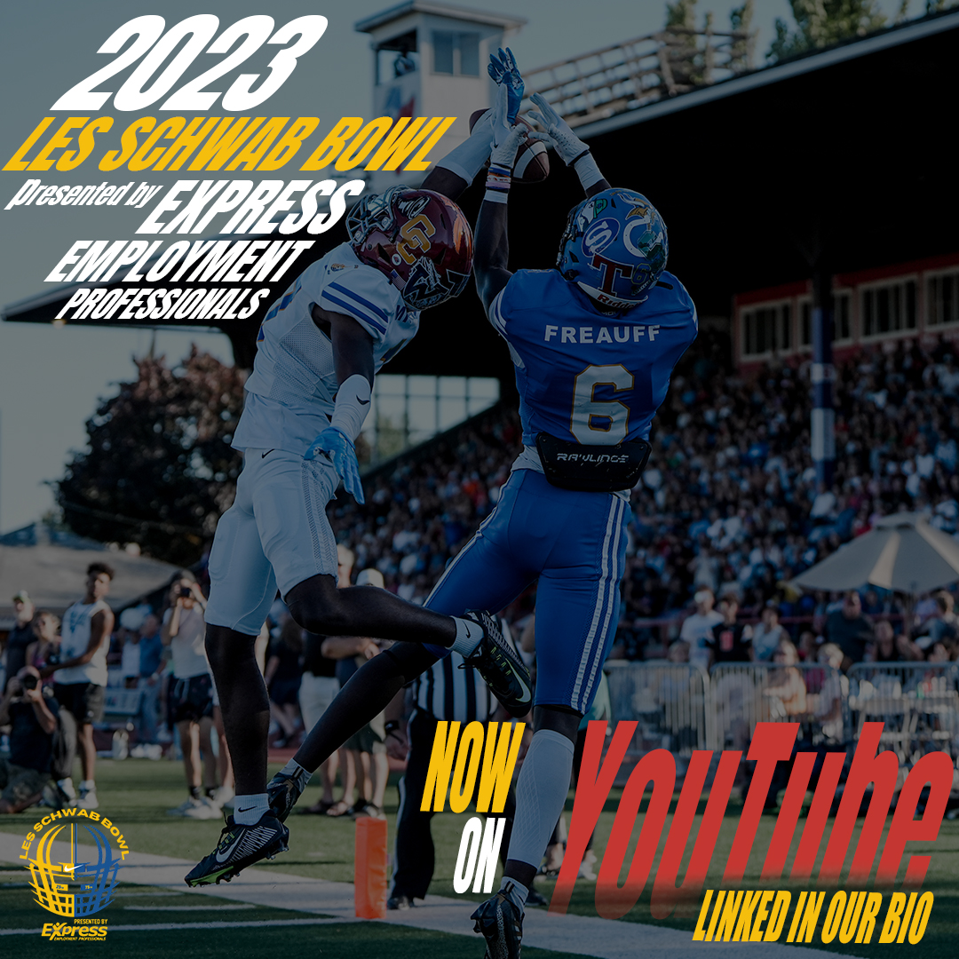 The 2023 Les Schwab Bowl presented by Express Employment Professionals is now LIVE on our YouTube!!🏈🔥 Use this link to watch: youtu.be/Izv0XhxqYpY #lesschwabbowl #lesschwab #LSB25 #lsb2023 #oregon #oregonsports #oregonfootball