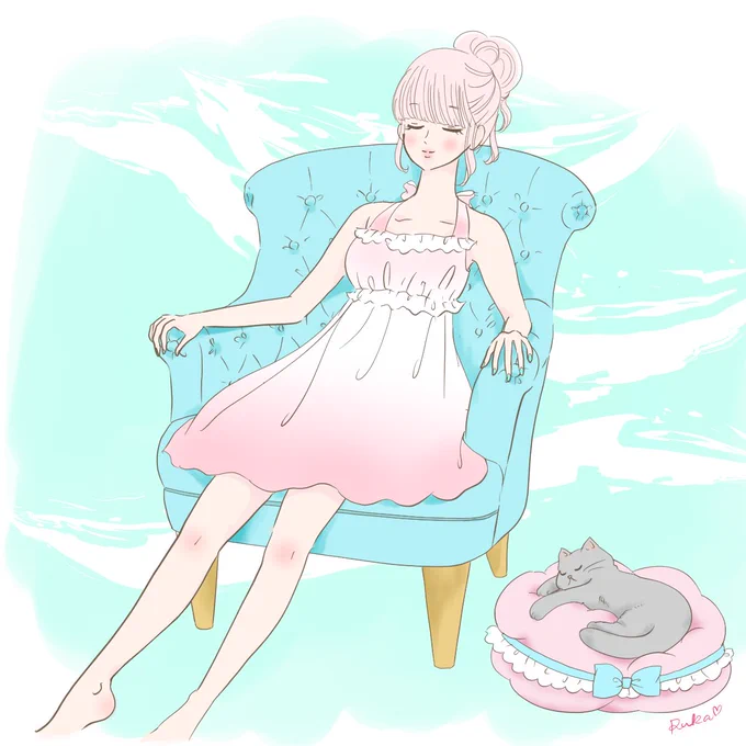 毎日あち〜ね。本日はチルアウトイラストです #イラスト好きさんとつながりたい