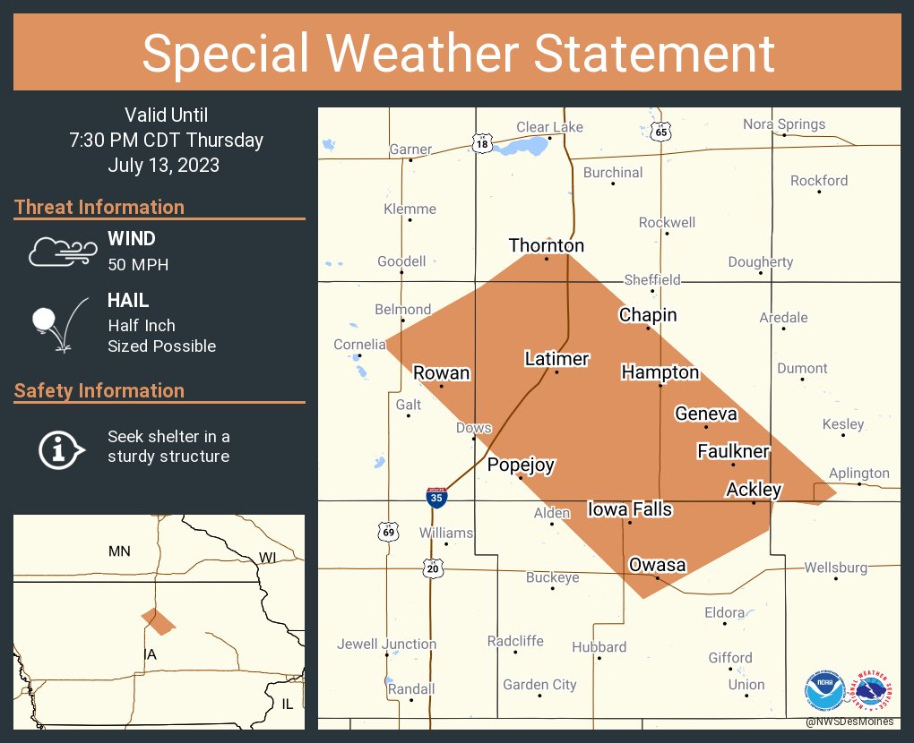 NWS Des Moines on Twitter "A special weather statement has been issued