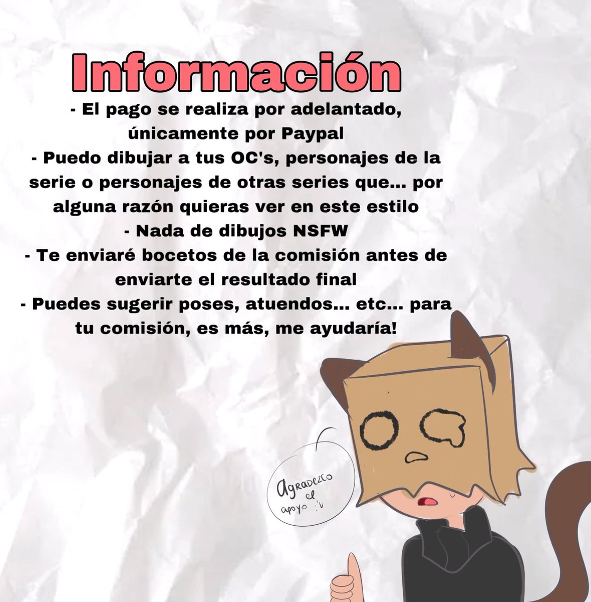 es mi primera vez abriendo comisiones ke chistoso, abro comisiones al estilo fnafhs

me pueden consultar al dm :) yo feliz de hacer sus peticiones (admin chambeador) los rts y favs también me ayudan ☝️

#FNAFHS #FHS