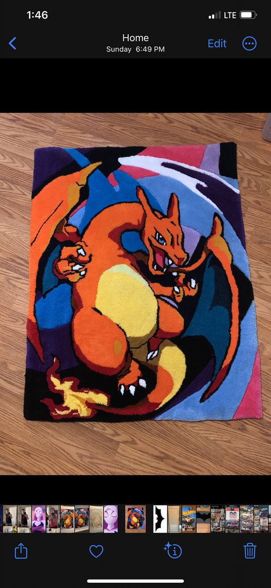 RICHIEisTFH's tweet image. I’m going to try and be consistent with posting my custom rugs. This is only my second one. Still learning and still practicing.

#charizard #customrug