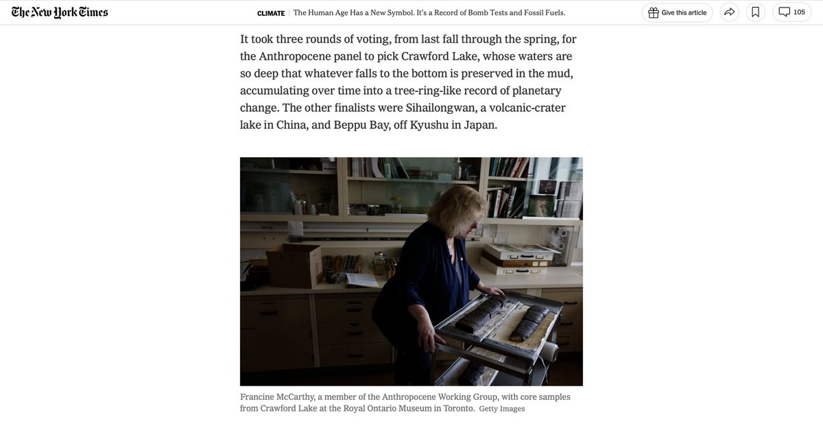 Lance McMillan (@lancemcmillan) on Twitter photo Professor Francine McCarthy of Brock University with a Crawford Lake core sample at the ROM in Toronto for <a href="/TorontoStar/">Toronto Star</a>. Nice to see one of the images in <a href="/nytimes/">The New York Times</a>. Professor Francine McCarthy of Brock University with a Crawford Lake core sample at the ROM in Toronto for <a href="/TorontoStar/">Toronto Star</a>. Nice to see one of the images in <a href="/nytimes/">The New York Times</a>.