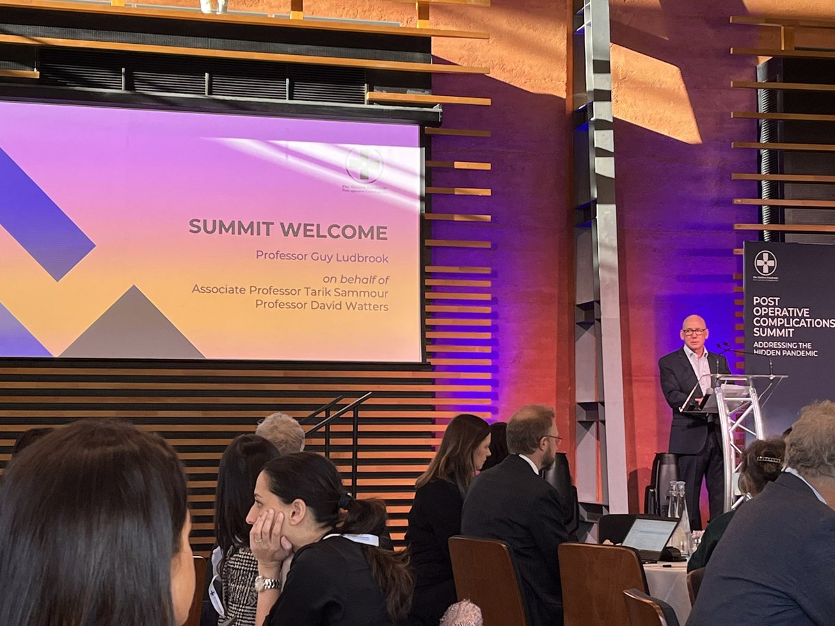 rpobrien22's tweet photo. Prof Guy Ludbrook kicking off the post operative complications summit.  Looking forward to a couple of very interesting days ahead. https://t.co/Eeud6tBkWv