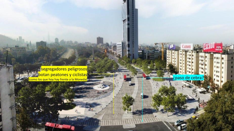 arieIIopez's tweet photo. Me parece muy adecuada la eliminación de la rotonda y la unión de parques. Algunas sugerencias:
-No usar segregadores de pista como los que hoy existen frente a la moneda, son peligrosos porque derriban peatones y ciclistas
-El paso peatonal no es de cebra
-Falta la ciclovía https://t.co/5Tel2vp7hr
