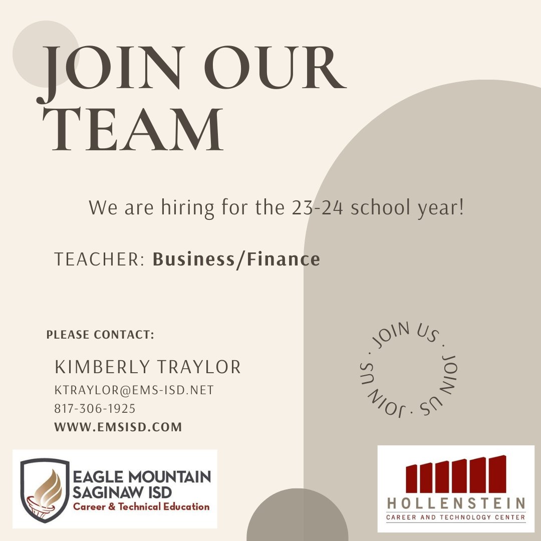 The HCTC is looking for a qualified candidate to join our amazing staff teaching business/finance #EMSproud #HCTCready