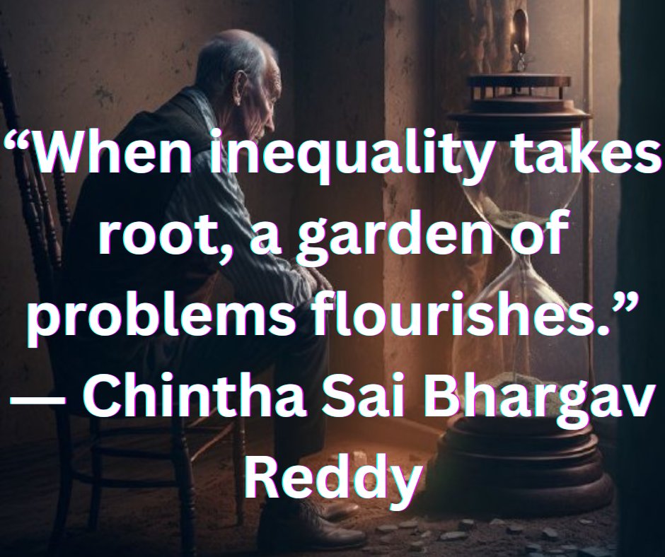 “When inequality takes root, a garden of problems flourishes.”
― Chintha Sai Bhargav Reddy
#nequalityquotes, #inspirational, #inspirationalquotes, #motivation, #motivationalquotes, #positivityquotes