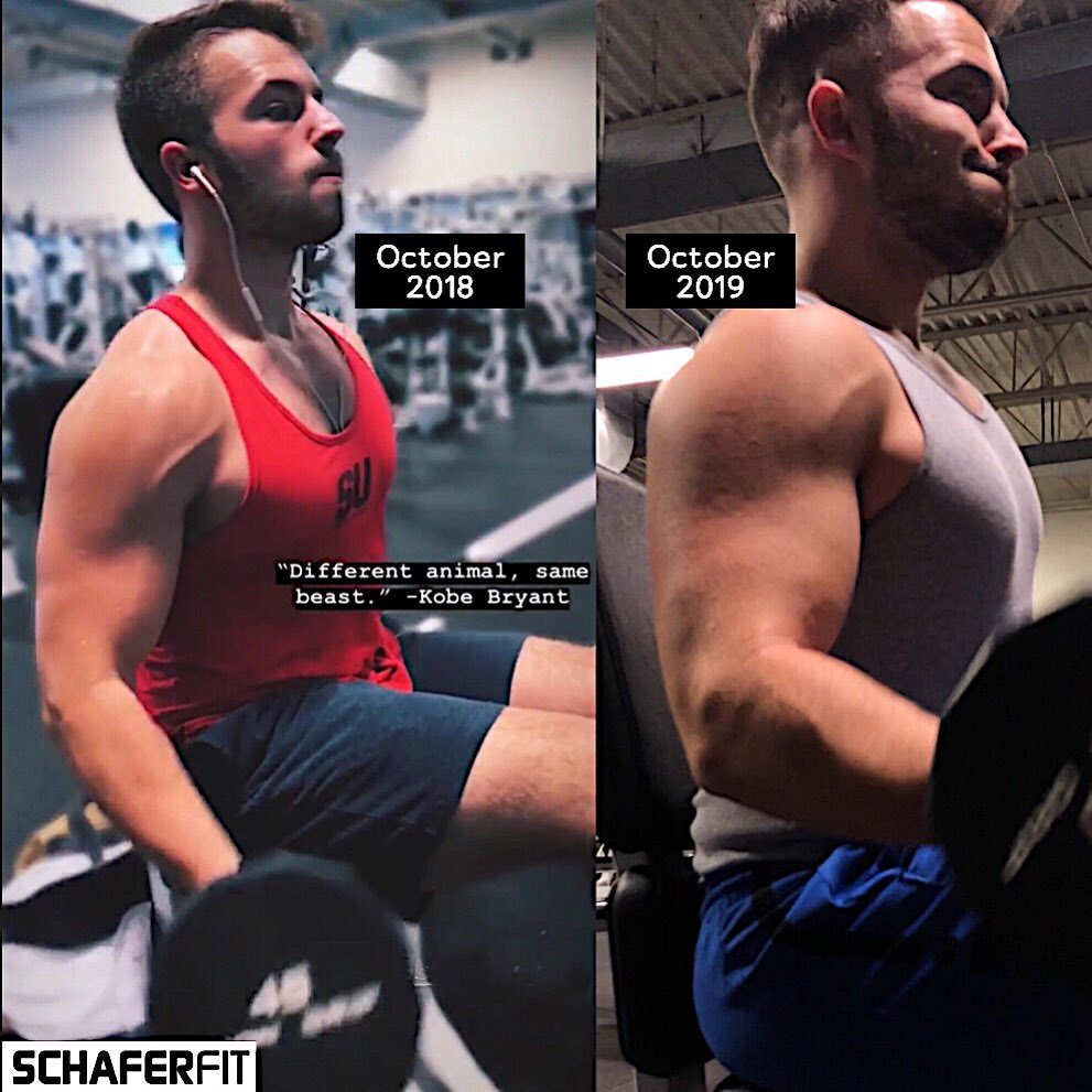 STSfitusa's tweet photo. Repost from @schaferfit
Arm Transformation  October 2018 - October 2019
Definitely added a lot of size to my arms this last year thanks to @weatherford5 ‘s @Armageddon program. Arm day will always reign supreme! Not only did I put the work in for this but I also did it NATURALLY. https://t.co/2neAXfndfs