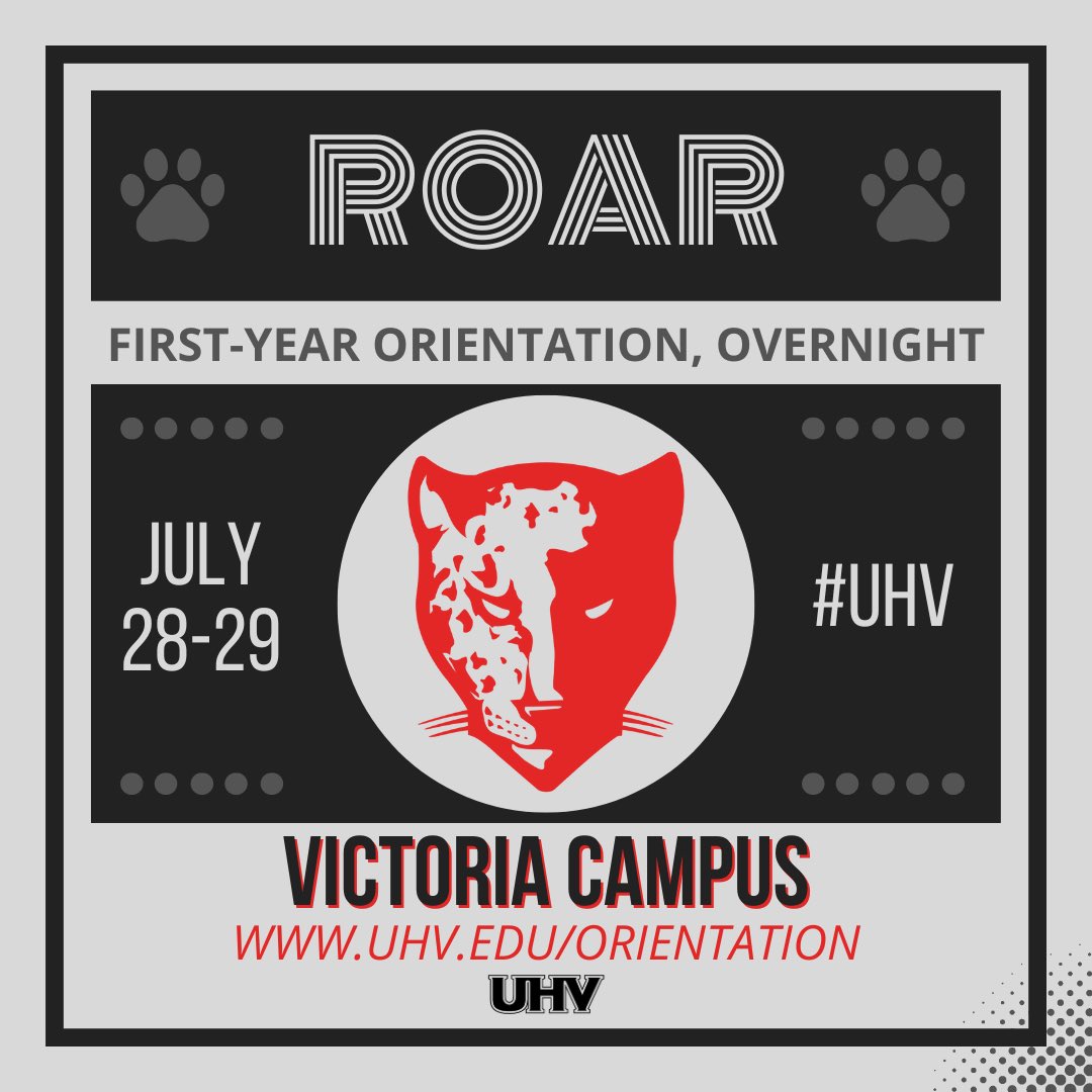 UHVorientation's tweet photo. Have you heard? We have another in-person ROAR First-Year Orientation, Overnight session coming up on July 28-29. Learn about student resources, meet new friends, and embrace your inner Jaguar! Register at https://t.co/PdKsAM0LYi. #UHVJagFam #UnleashYourRoar #JAXNATION #UHV 🚨 https://t.co/rdefwCh51b